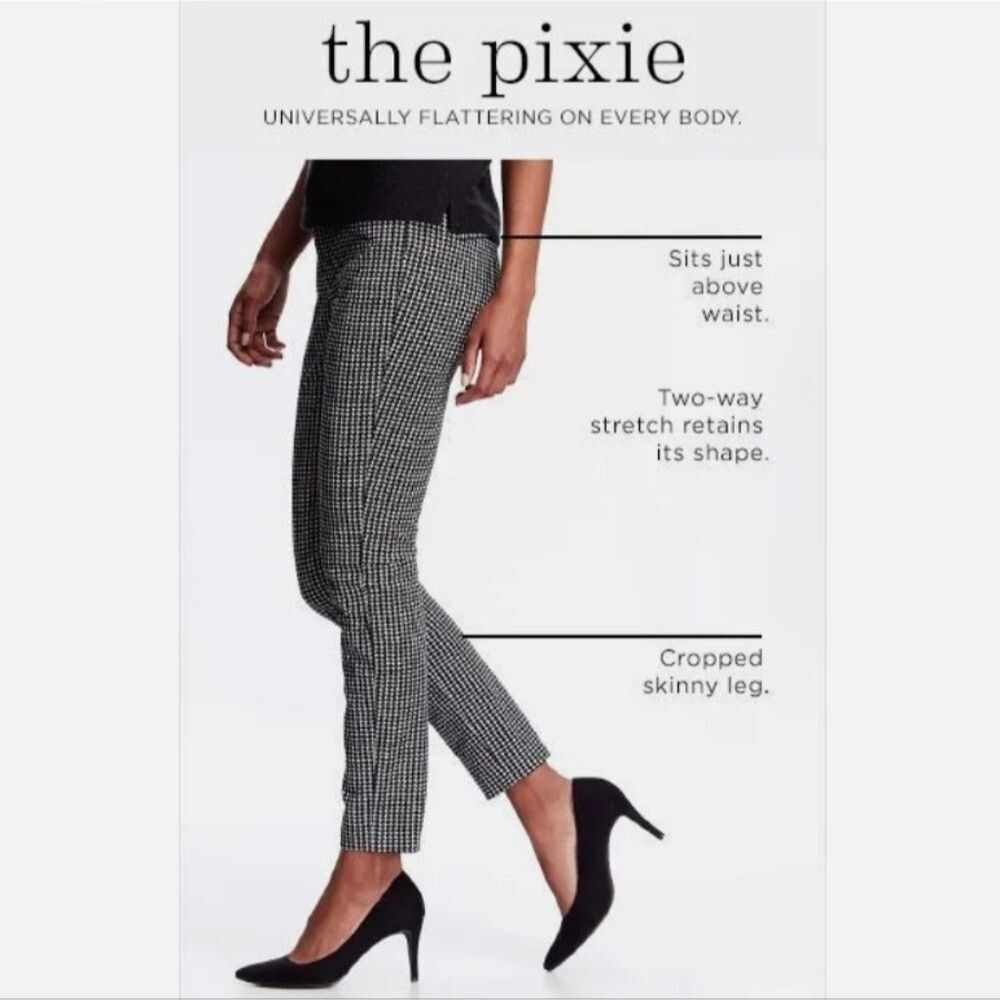 Old Navy Mid-Rise Pixie Pants B/W Ditsy Print size 6 *G-0311